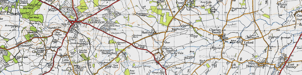 Old map of Hatford in 1947