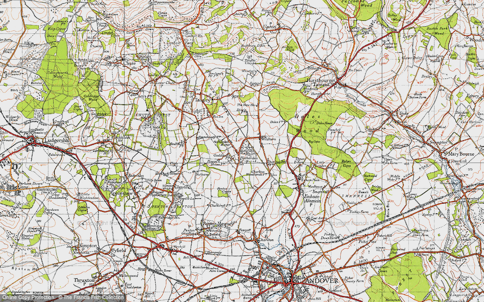 Old Map of Hatherden, 1945 in 1945