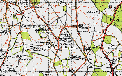 Old map of Hatherden in 1945