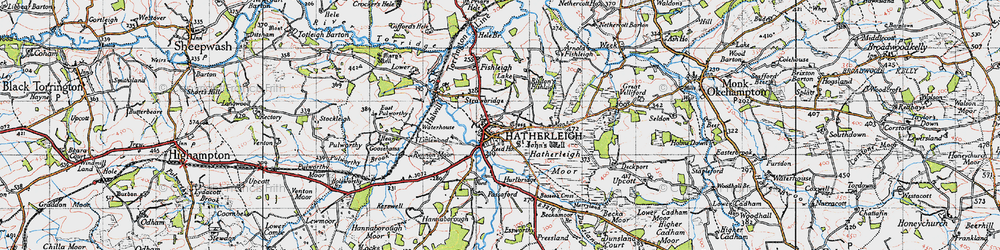 Old map of Hatherleigh in 1946