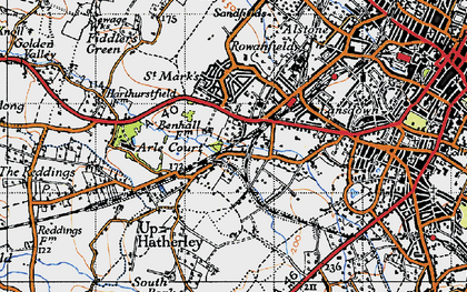 Old map of Hatherley in 1946