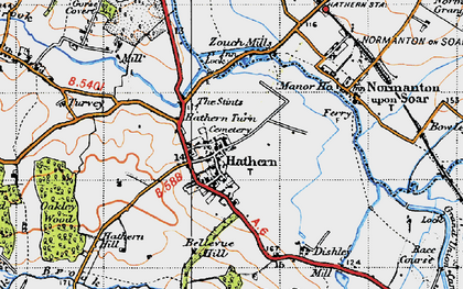 Old map of Hathern in 1946