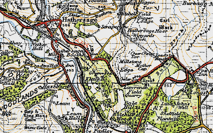 Old map of Hathersage Booths in 1947