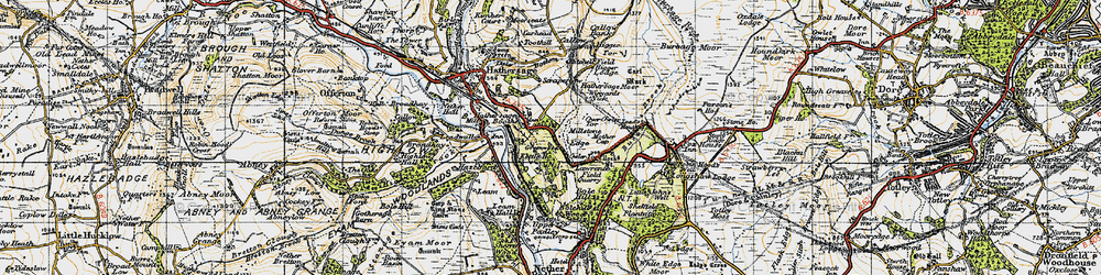 Old map of Hathersage Booths in 1947