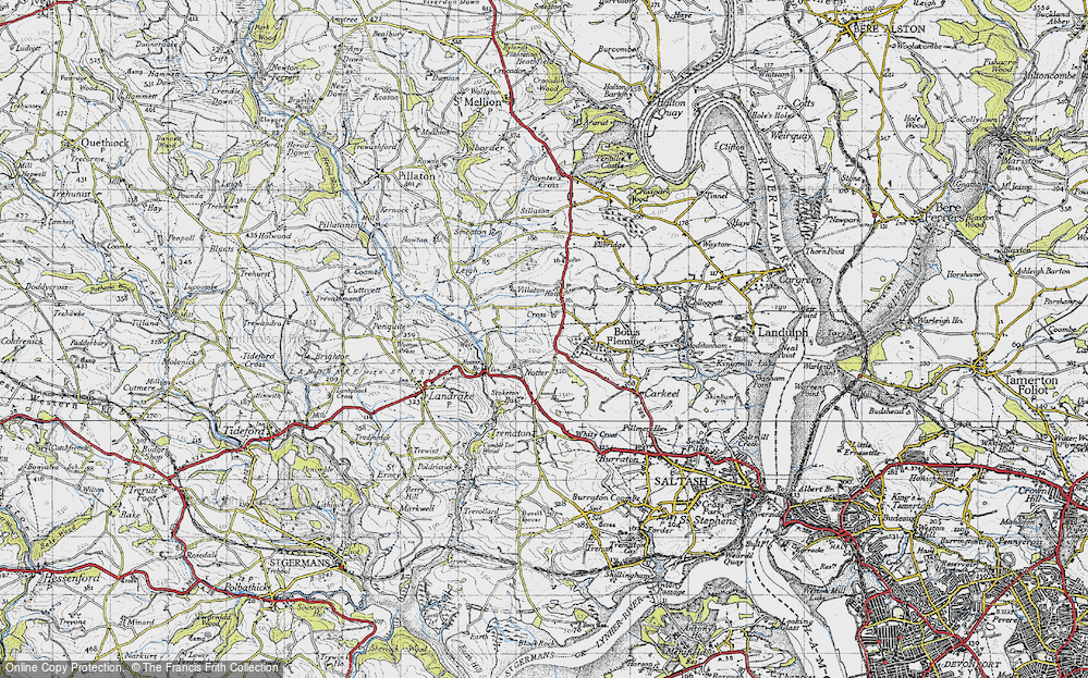 Old Map of Historic Map covering Bicton in 1946