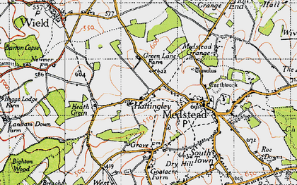 Old map of Hattingley in 1945