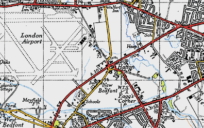 Old map of Hatton in 1945