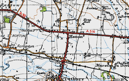 Old map of Hatton in 1946