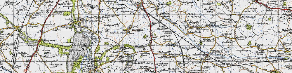 Old map of Hatton Heath in 1947