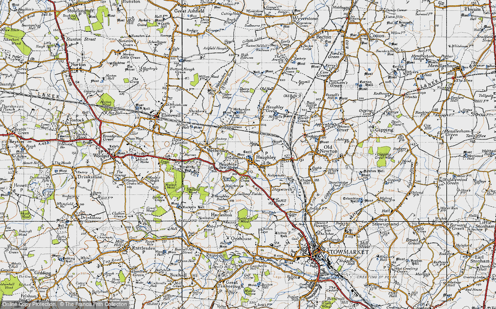 Old Map of Haughley, 1946 in 1946