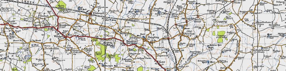 Old map of Haughley in 1946