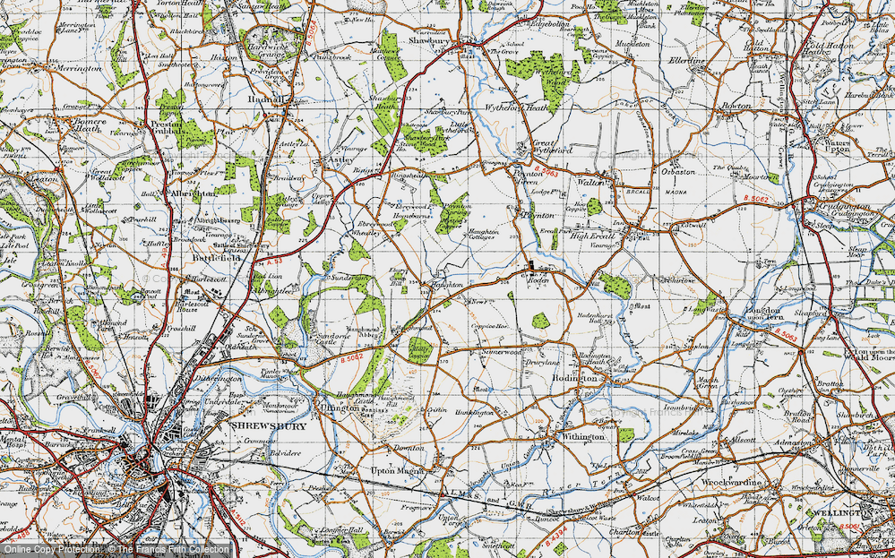 Old Map of Haughton, 1947 in 1947