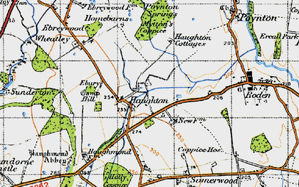 Old map of Haughmond Abbey in 1947