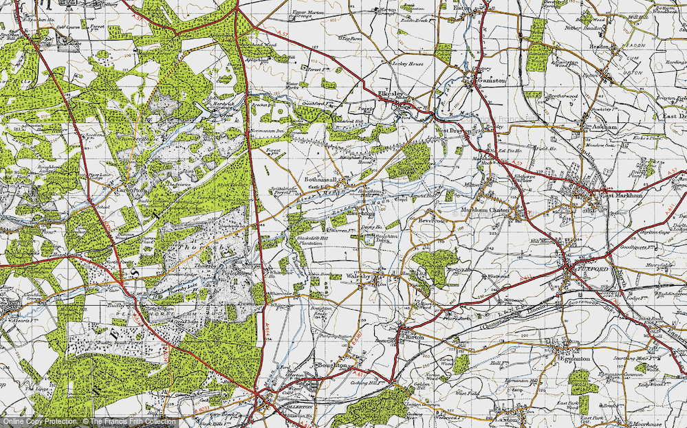Old Map of Historic Map covering Bevercotes in 1947
