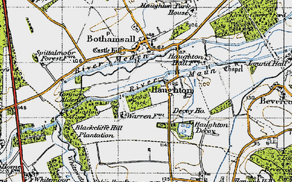 Old map of Bevercotes in 1947