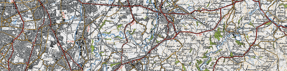 Old map of Haughton Green in 1947