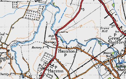 Old map of Hauxton in 1946