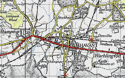 Old map of Havant in 1945
