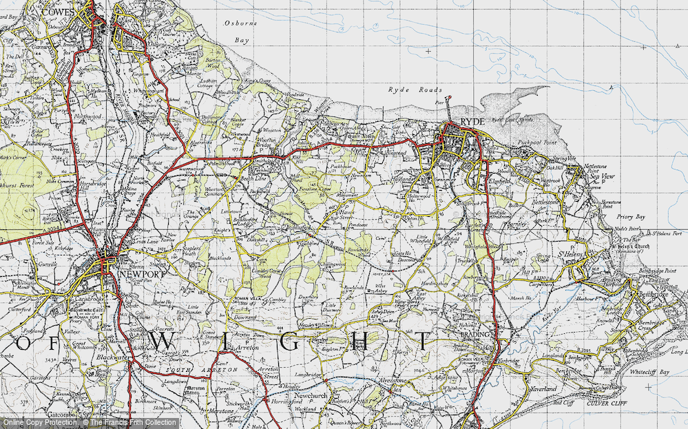 Old Map of Historic Map covering Blackbridge Brook in 1945
