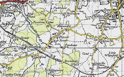 Old map of Havenstreet in 1945