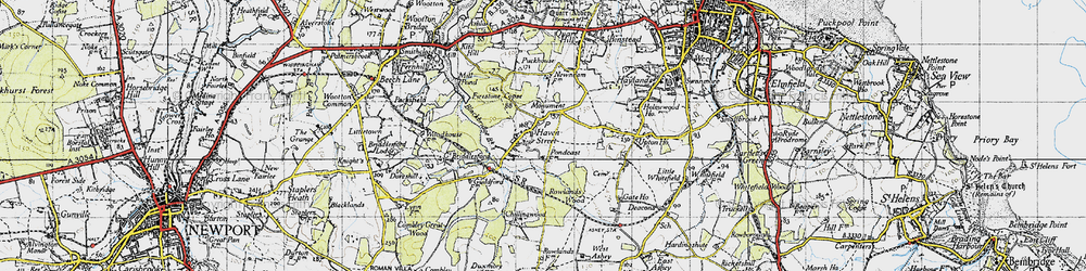 Old map of Havenstreet in 1945