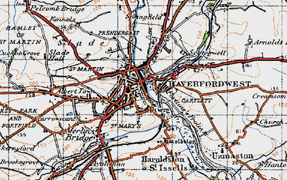 Old map of Haverfordwest in 1946