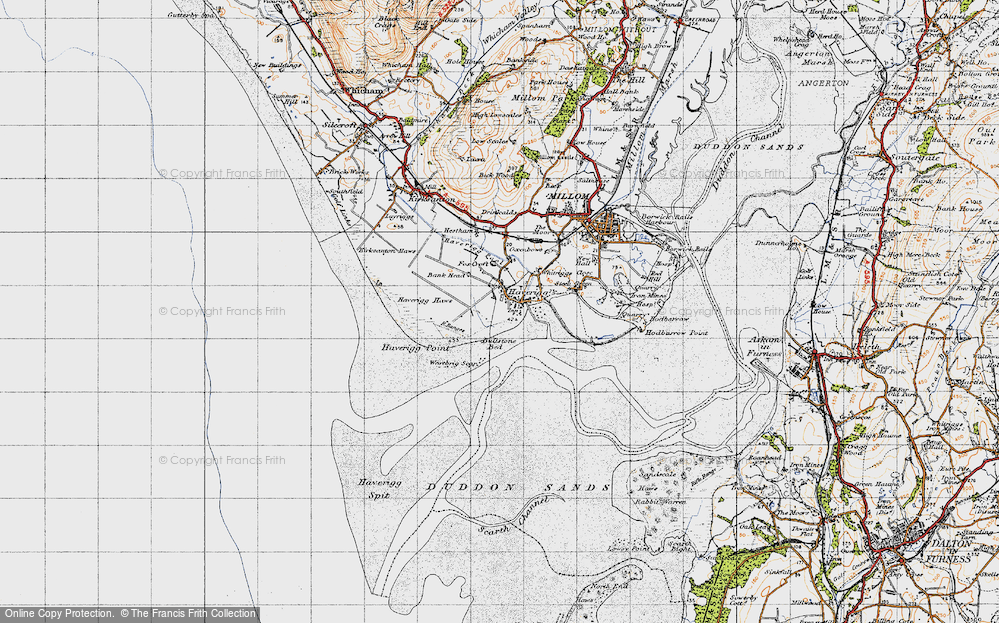 Old Map of Historic Map covering Bullstone Bed in 1947