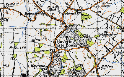 Old map of Havering-atte-Bower in 1946