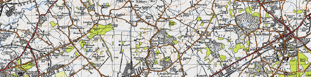 Old map of Havering-atte-Bower in 1946
