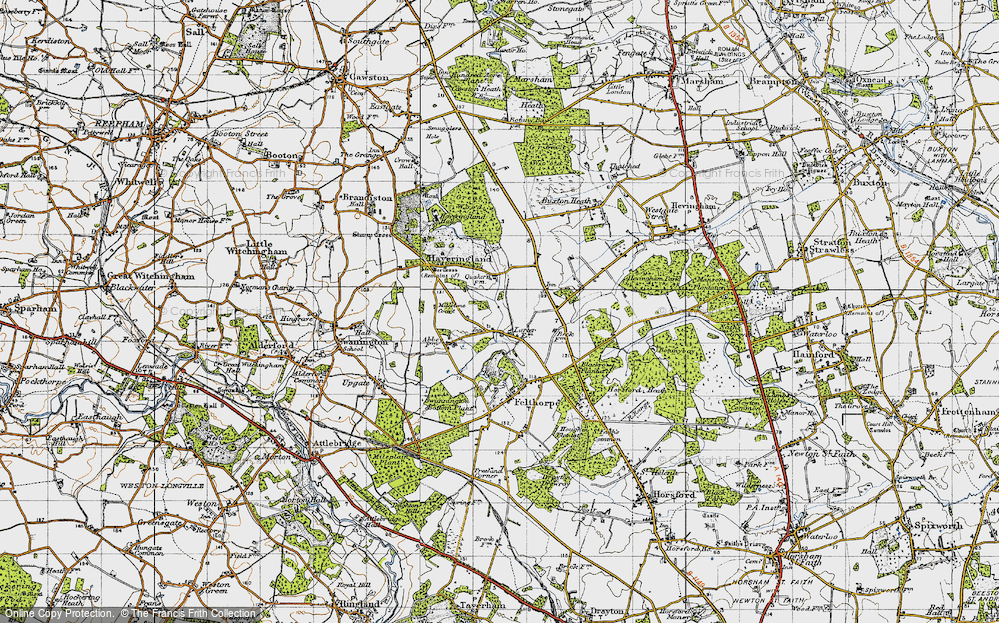 Old Map of Haveringland, 1945 in 1945