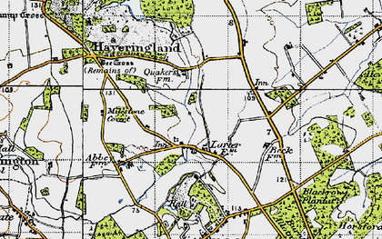 Old map of Haveringland in 1945
