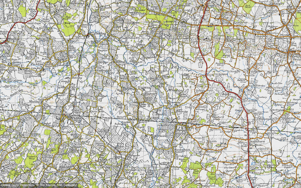 Old Map of Historic Map covering Bradenbury in 1940