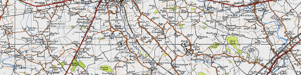 Old map of Hawbush Green in 1945