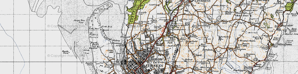 Old map of Hawcoat in 1947