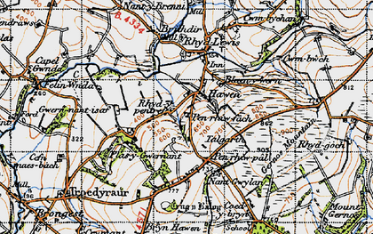 Old map of Blaenwern in 1947