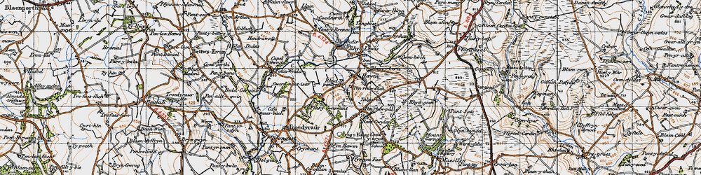 Old map of Hawen in 1947