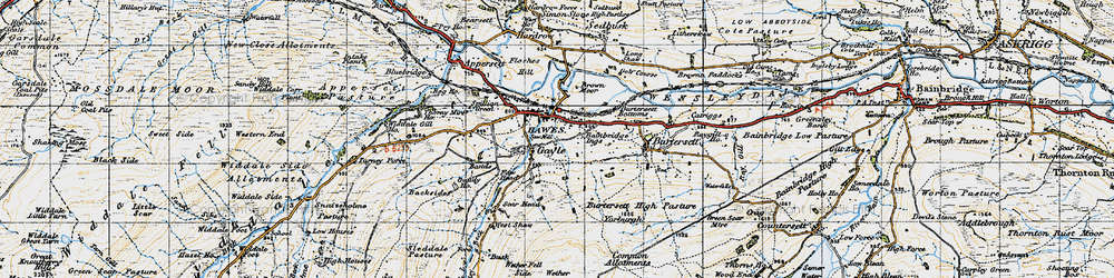 Old map of Hawes in 1947