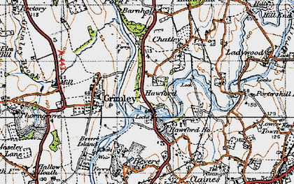 Old map of Hawford in 1947