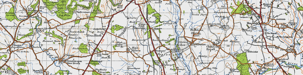 Old map of Hawgreen in 1947
