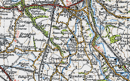 Old map of Hawk Green in 1947