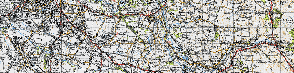 Old map of Hawk Green in 1947