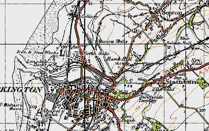 Old map of Hawk Hill in 1947