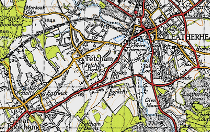 Old map of Hawk's Hill in 1945