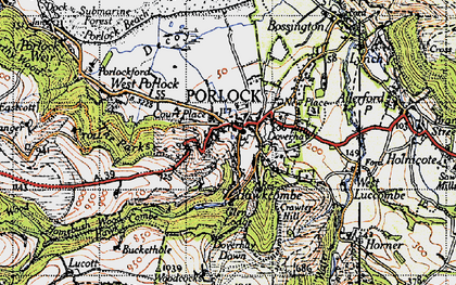 Old map of Hawkcombe in 1946