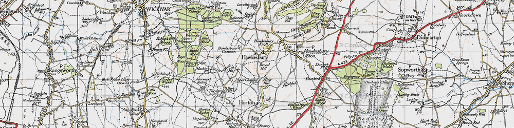 Old map of Hawkesbury Common in 1946