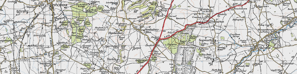 Old map of Hawkesbury Upton in 1946