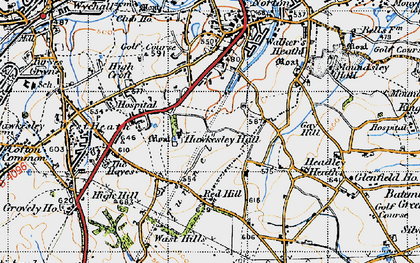 Old map of Hawkesley in 1947