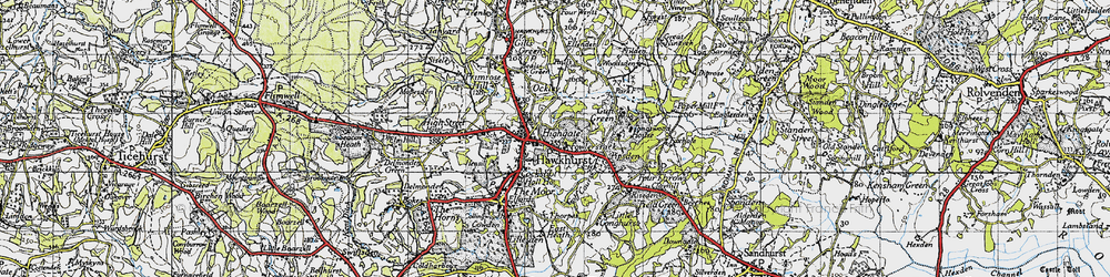 Old map of Hawkhurst in 1940