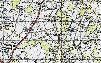 Old map of Hawkhurst Common in 1940