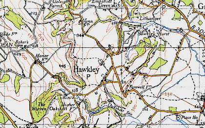 Old map of Hawkley in 1940